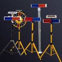Lumière stroboscopique rouge-bleue à énergie solaire pour intersection routière Barricade Flash de nuit mobile Construction voyant d'avertissement alerte de trafic