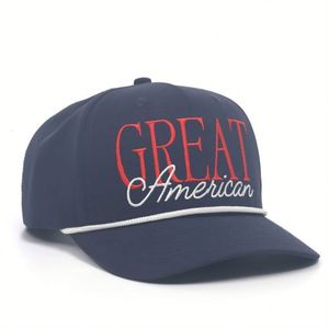 Casquette snapback 5 panneaux en nylon imperméable brodée pour homme avec cordon - Product Image 1