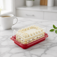 Boîte en plastique transparente rectangulaire de qualité alimentaire en PET recyclé avec couvercle pour tiramisu, gâteau, sushi, pizza