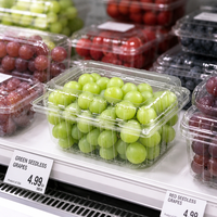 Boîte d'emballage alimentaire transparente en PET pour fruits frais (myrtilles, fraises, raisins) – Vente en gros, personnalisable et jetable