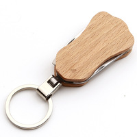 Nouveau couteau pliant miniature OEM DIY, outil multifonctionnel EDC pour le camping, clip en acier inoxydable, matériau en bois, ouvre-bouteille, modèle B09-M
