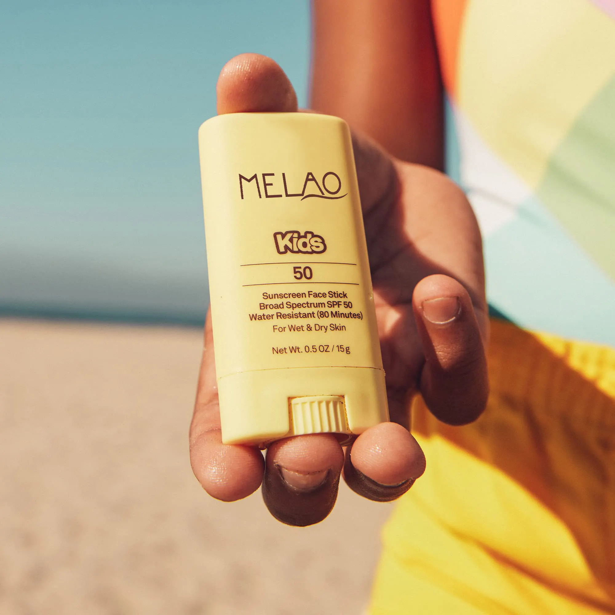 Melao Kids SPF 50 ครีมกันแดดใสติดหน้าอ็อกตินอกเซตและออกซิเบนโซนฟรีครีมกันแดด UVA/UVB สเปกตรัมกว้าง | 0.53 ออนซ์