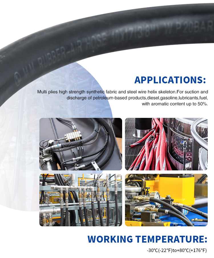 3/4 inch Fuel Oil Delivery Hose 32mm OD Hydraulic 4 Inch Rubber Suction Hose
