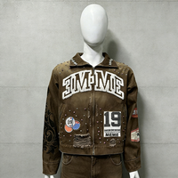 Sweat à capuche personnalisé vintage délavé effet soleil pour homme, fabrication OEM, coupe oversize, épais, 100% coton, veste zippée avec strass pour l'hiver