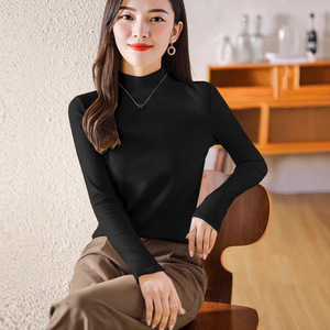 Women's Long Sleeve Turtleneck <b>Top</b> Mustard Yellow Soft Viscose Knit Base <b>Layer</b> Autumn Winter Inner Wear - Product Image 3
