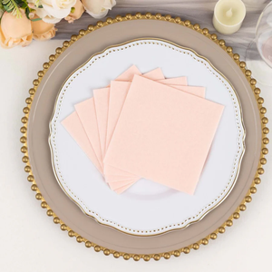 <strong>Blush</strong> <strong>Pink</strong> Linen-Like <strong>Disposable</strong> <strong>Napkins</strong> 5x5 Inch Highly Absorbent Airlaid Paper 4 Fold Bridal Shower Wedding Elegant Parties - Product Image 6