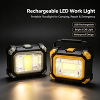 Projecteur LED solaire rechargeable par USB, portable, avec boîte à outils de réparation, kit d'outils, lampe de travail portable pour le camping en plein air, en cas d'urgence