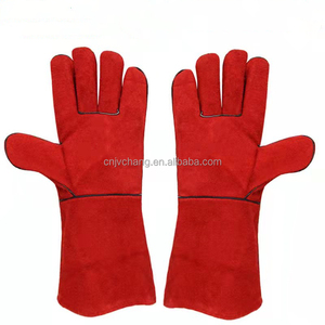 Gants de <span class=keywords><strong>four</strong></span> en cuir de vachette de 16 pouces résistants à la chaleur Gants de soudage <span class=keywords><strong>pour</strong></span> barbecue Cheminée Fire Pit Grill Accessoires - Product Image 1