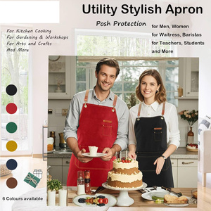 Tabliers de cuisine personnalisés en toile noire pour femmes et hommes, pour chefs, grillades, restaurants, bars, boutiques, cafés, salons de beauté et de manucure, uniformes - Product Image 5