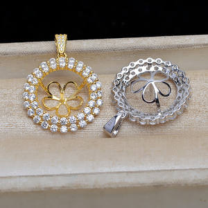 Colgante de Plata S925 para DIY con Perla y Base Oculta, Accesorios 15-16, Producto Semiterminado Vacío para Dijes - Product Image 3