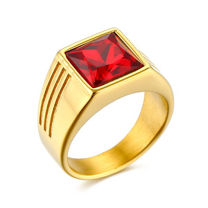 Anillo de Piedra Preciosa Rojo Rubí de Acero Inoxidable para Hombre, Estilo Audaz, <span class=keywords><strong>Valor</strong></span> Vibrante - Product Image 5
