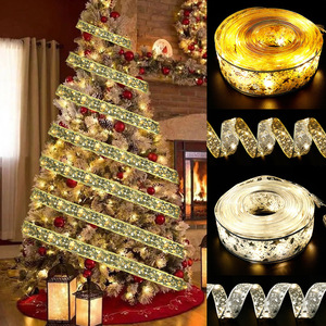 Guirnalda de Luces Decorativas para Árbol de Navidad, Precio de Fábrica, Cinta de Seda de Colores, Lámpara de Alambre de Cobre, Duradera, Portátil, 2 m - Product Image 2