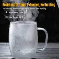 Vente en gros de tasses en verre à double paroi transparentes de 350 ml et 450 ml, pour café, lait, thé et latte