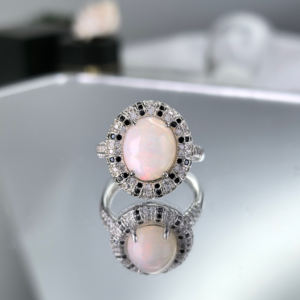 <span class=keywords><strong>Noble</strong></span> Vintage Rhodium & Silver 925 Bijoux Bague en <span class=keywords><strong>opale</strong></span> naturelle pour anniversaire de mariage et tenue de fête pour femmes - Product Image 4