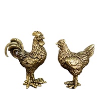 Statue de Coq en Laiton - Figurine de Coq Rugissant en Cuivre, Statue du Zodiaque Chinois Traditionnel et Animal de Compagnie pour le Thé, Idéale pour la Décoration Intérieure