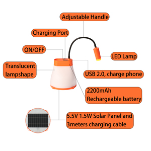 Năng lượng mặt trời Powered LED Cắm trại đèn lồng IP65 không thấm nước 36.6h chế độ thấp độ bền đa-chế độ đèn pin ánh sáng ban đêm năng lượng mặt trời/USB - Product Image 3