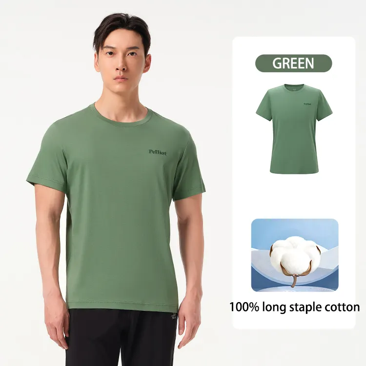 2024 Pelliot sports T-shirt outdoor new style breathable and skin-friendly cotton men's round neck casual top t-shirt