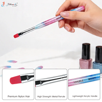 Nuevo Set Profesional de 10 Pinceles de Uñas Acrílicos con Degradado de Purpurina Azul y Rosa para Arte de Uñas, Esmalte en Gel UV y Pintura Francesa