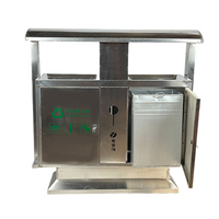 Poubelle industrielle sur mesure en métal de grande taille pour les déchets de rue, poubelle en acier inoxydable avec cendrier, lattes en bois, poubelle