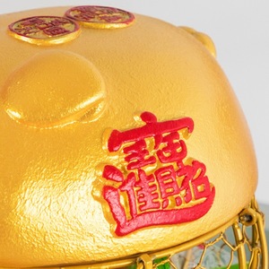Golden Pig Egg Basket With Lid Ceramic <b>Storage</b> <b>Kitchen</b> Freshness Preservation Business Gift - Product Image 4