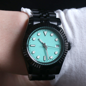 Reloj MINUTETIME con Logotipo Personalizado NH35, Reloj de Lujo con Esfera Azul Hielo NH35, Movimiento Automático, Resistente al Agua, Acero, 36 mm/39 mm, Correa Negra - Product Image 5