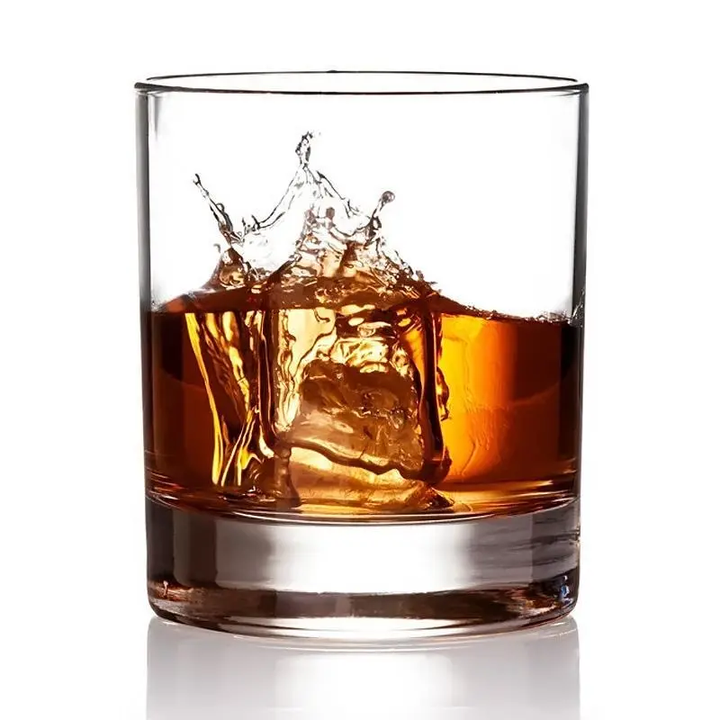 Wholesale Custom logo 10oz whiskey glass gold rim Etched Sand Blast Whisky Glass Drinking Cup