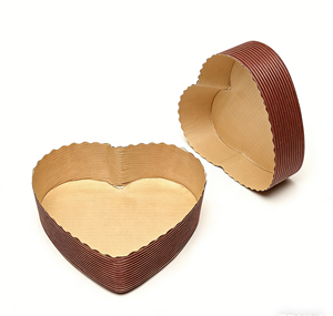 Stampi per Panettone a Forma <span class=keywords><strong>di</strong></span> Cuore in Carta Kraft Ondulata, Resistenti al Grasso, per Panetterie, Vendita all'<span class=keywords><strong>Ingrosso</strong></span> - Product Image 1