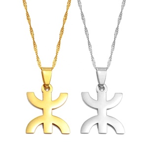 Collier berbère <span class=keywords><strong>kabyle</strong></span> MECYLIFE, bijoux de style berbère africain, collier en acier inoxydable plaqué or 18 carats, pendentif symbole des Berbères - Product Image 1