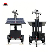 Remorque de surveillance solaire mobile avec mât télescopique de 6 m, certifiée CE, étanche et résistante au vent, pour la sécurité et l'éclairage des chantiers