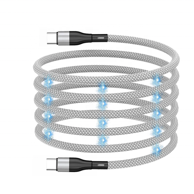 Hot Trending Products 1M 3.3ft Strong Magnetic Micro USB C Cable PD 100W Braided Cable Cord Smart Magnet USB Charging Cable Wire