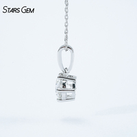Starsgem Collier Pendentif Classique Unisexe Solitaire Brillant 1 carat à Six Griffes Diamant de Laboratoire Couleur D Plaqué Rhodium Argent 925