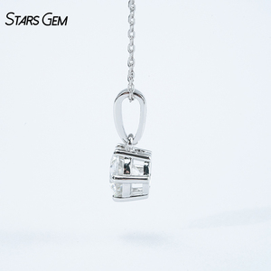 Starsgem 1ct Brilliant Solitaire Six Prong Pendant <b>Necklace</b> <b>D</b> Color Lab Grown Diamond Rhodium Plated 925 Sterling Silver Women - Product Image 4
