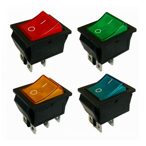 สวิตช์โยก KCD4 16A 250V กำลังไฟสูง ปุ่มเปิด-ปิดแบบล็อค I/O สวิตช์โยก 4 ขา 6 ขา พร้อมไฟ 30 * 22 มม. สีดำ น้ำเงิน เหลือง - Product Image 2