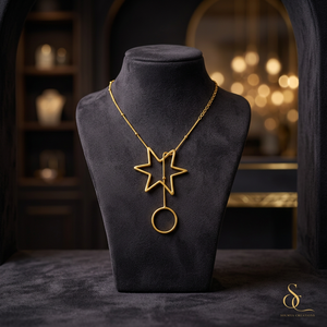 Collier pendentif étoile en laiton plaqué or 14 carats, chaîne minimaliste en corde, tendance unisexe, à porter au quotidien - Product Image 2