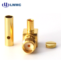 Conector LWMC SMA Hembra con Contactos Plateados 1.30 Max, Ángulo Recto, para Soldar en Cables Semirrígidos y Semiflexibles de 0.086, hasta 12.4GHz