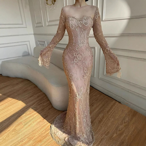 Serene Hill LA72545 <span class=keywords><strong>Abito</strong></span> da Sera Elegante a Sirena con Maniche Lunghe in Pizzo Champagne per Matrimoni e Feste - Product Image 4