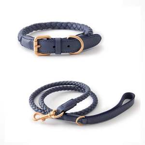 <span class=keywords><strong>Collar</strong></span> y correa de cuero suave para perro, diseño al por mayor, personalizado, hecho a mano, de lujo, trenzado, pequeño, grande, para mascotas, cuerda para caminar - Product Image 4