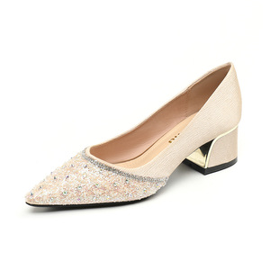 Otoño 2025 tacones altos zapatos de seguimiento gruesos zapatos de noche de diamantes de agua populares para mujer zapatos de gran tamaño - Product Image 6