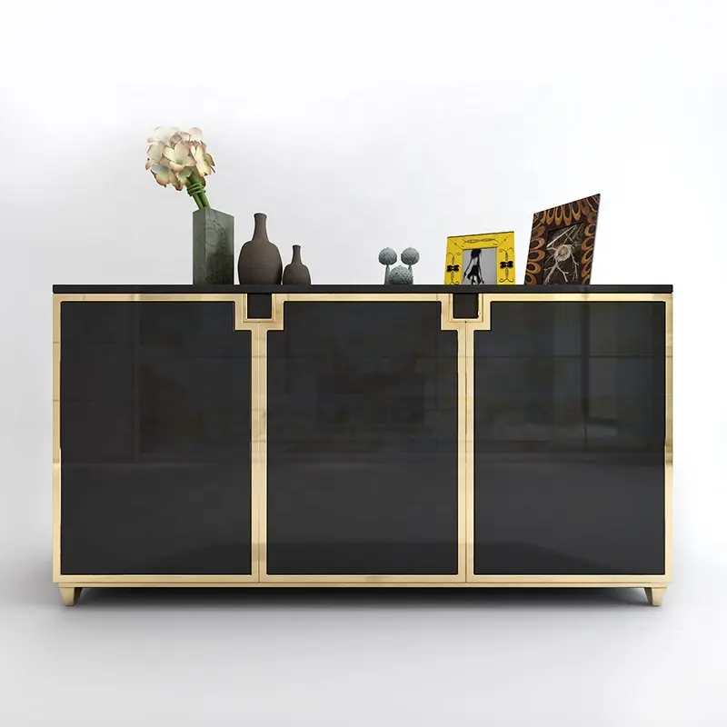 New fashion high gloss painted mirrored sideboard living room solid wood sideboard buffet table