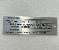 Placas de Puerta Personalizadas de Aluminio Chapado en Oro con Impresión Antigua, Clasificación de Resistencia al Fuego, Código QR y Número de Serie Grabados, Equipo de Seguridad Industrial