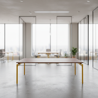 Petite table de réunion extensible et convertible, pieds en bois, design durable pour salle de réunion, configuration compacte pour conférences, entreprises, rangement moderne