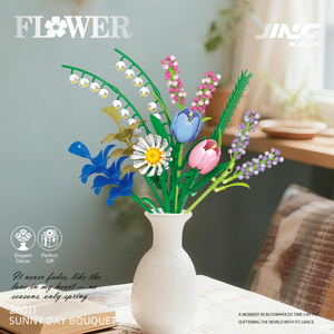 مجموعة مكعبات بناء للتركيب الذاتي <span class=keywords><strong>2026</strong></span> مباشرة من المصنع، مناسبة لديكور المنزل، نموذج زهرة زنبق الوادي، هدية إبداعية - Product Image 2