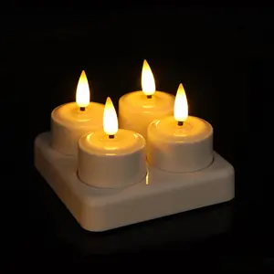 Flameless LED Bullet Tealight Candles Base Charge for Home Restaurant Decoration