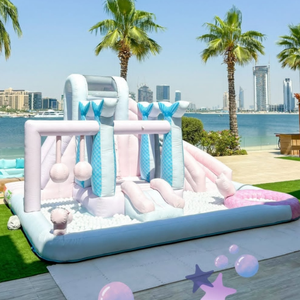 Nuevo diseño Pastel Rosa Tobogán inflable Inflables de agua para niños Tobogán con soplador - Product Image 6