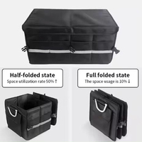 Organisateur de coffre de voiture pliable en tissu Oxford durable avec sangles réglables, noir, pour SUV