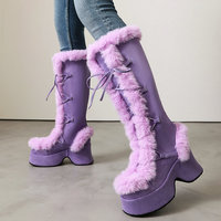 Bottes à plateforme en fausse fourrure pour femmes, bottes hautes à plateforme, bottes d'hiver élégantes, chaussures décontractées pour tous les jours, designs uniques personnalisés