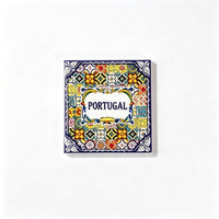 Aimant de réfrigérateur carré en résine personnalisable style Azulejo de Lisbonne, Portugal – Souvenir de voyage, décoration d'intérieur, cadeau – Vente en gros