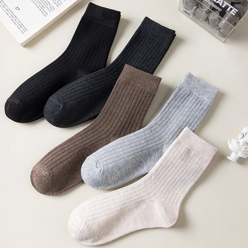 Stripe men's tube socks Korean version of simple spring and autumn style match breathable sweat absorption sport Socks