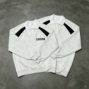 Sweat-shirt en molleton surdimensionné personnalisé 100% coton 430GSM, lavé, vintage, patchwork, style streetwear pour homme - Product Image 3