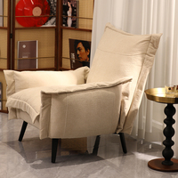 Fauteuil inclinable en tissu texturé, fauteuil de loisirs rembourré, structure en bois, siège d'appoint pour salon